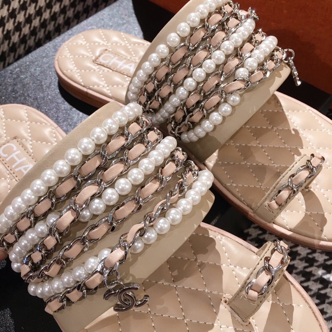 Chanel Flat Sandals G34407 Nude 2019 (KL-9040815 )