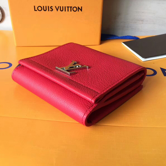 LOUIS VUITTON Lockme II Leather Wallet Red