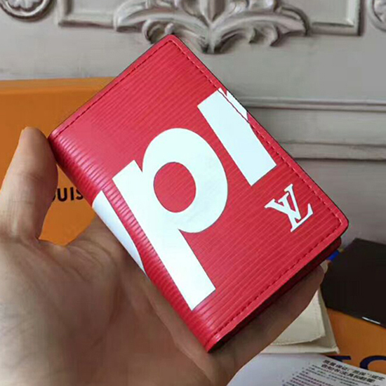 LOUIS VUITTON X SUPREME Epi Pocket Organizer Red 197032