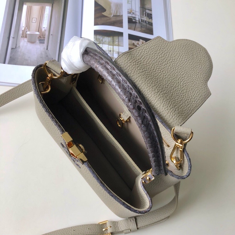 Louis Vuitton Capucines BB with Python Skin Top Handle Bag N95509 Grey 2019 (FANG-9050740 )