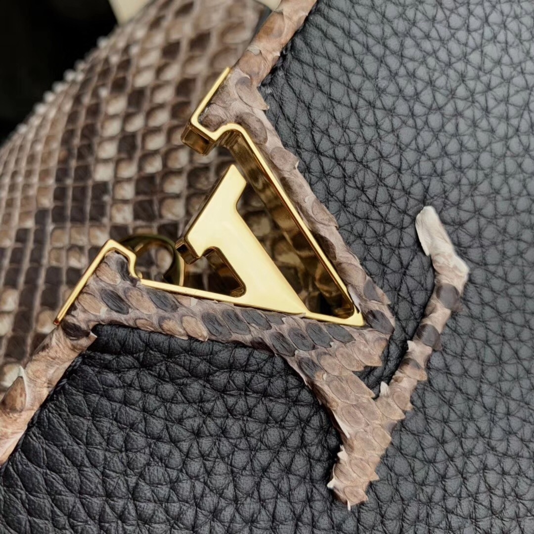 Louis Vuitton Capucines BB Python Top Handle Bag N95509 Black/Grey 2019 (FANG-9031823 )