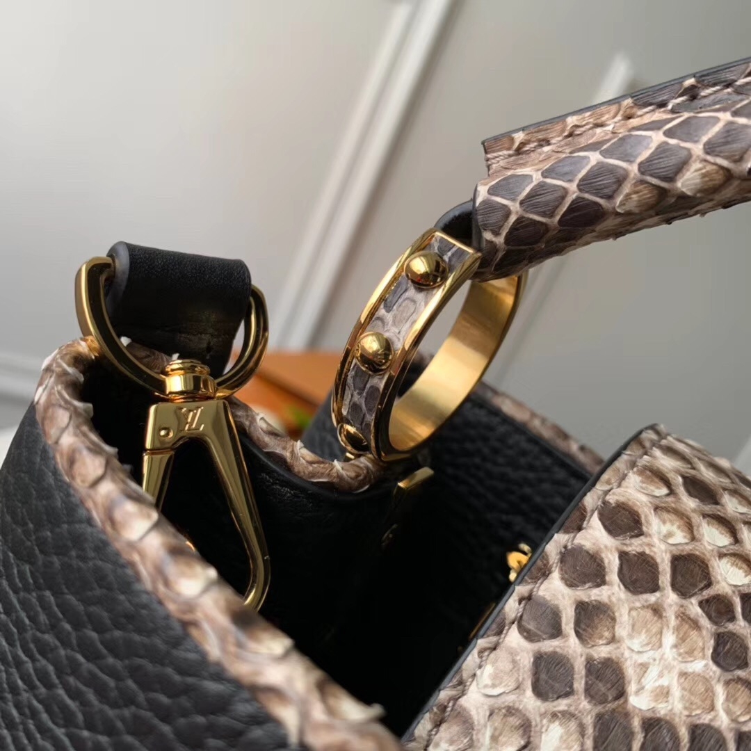 Louis Vuitton Capucines BB Python Top Handle Bag N95509 Black/Grey 2019 (FANG-9031823 )
