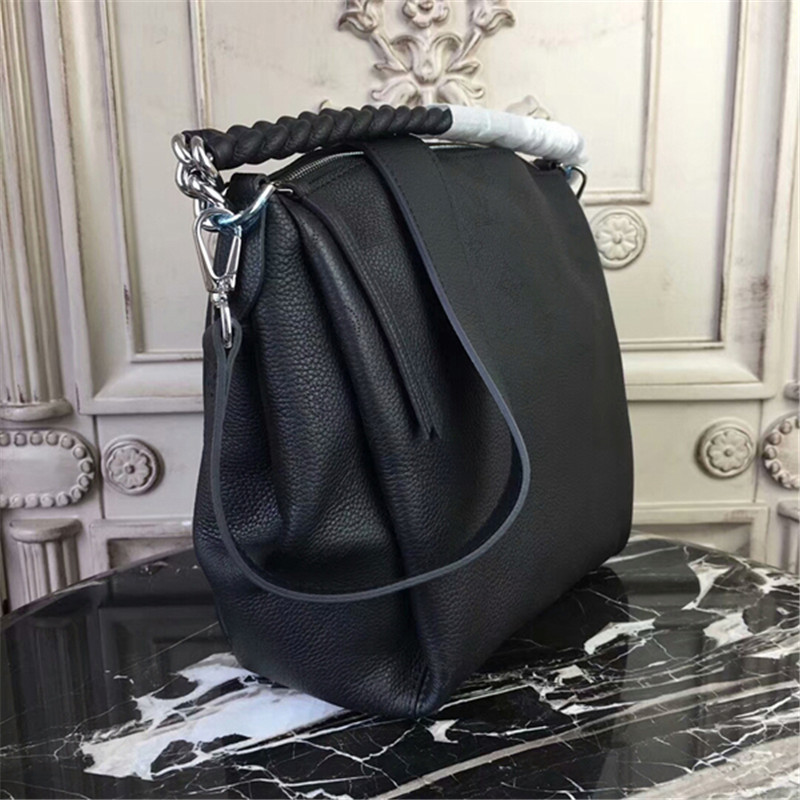 Louis Vuitton Black Denim Mahina Noir Hobo Bag
