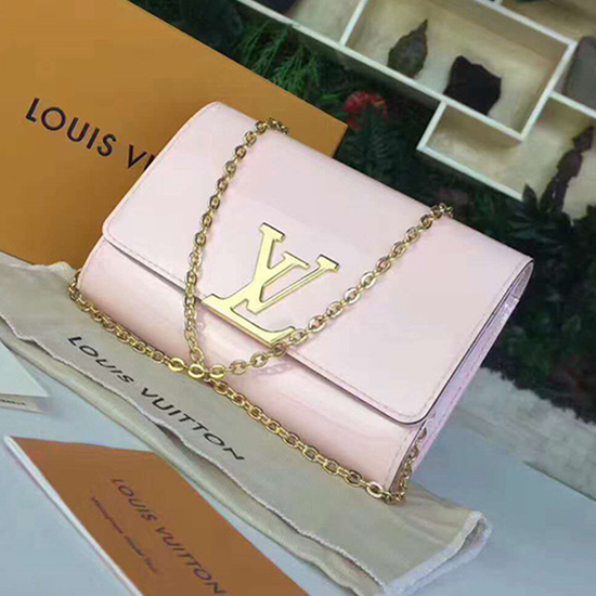 Louis Vuitton Chain Louise Clutch Patent GM at 1stDibs
