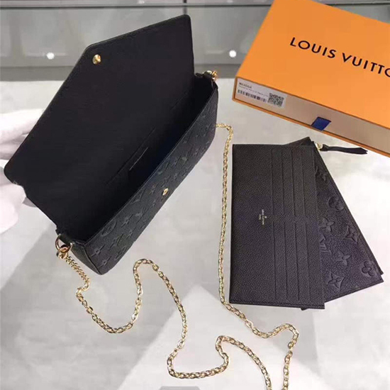 LOUIS VUITTON Empreinte Chain Pochette Felice Wallet Black M64064