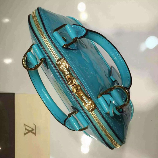 LOUIS VUITTON Monogram Vernis Alma BB Hand Bag Turquoises M90302