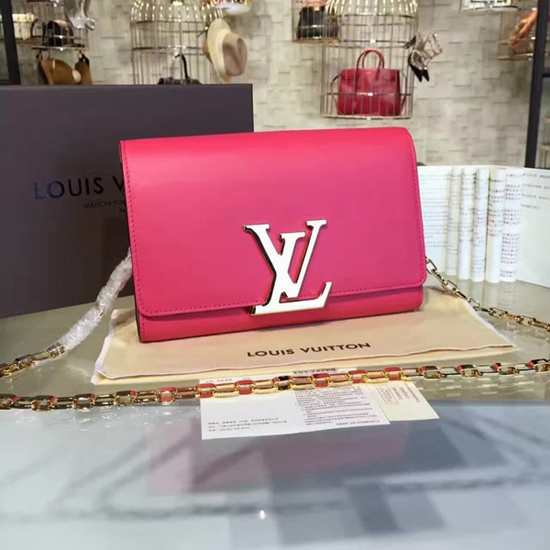 Louis Vuitton Red Calfskin Leather Chain Louise GM Bag Louis