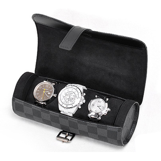 Louis Vuitton Case for 3 Watches Damier Graphite