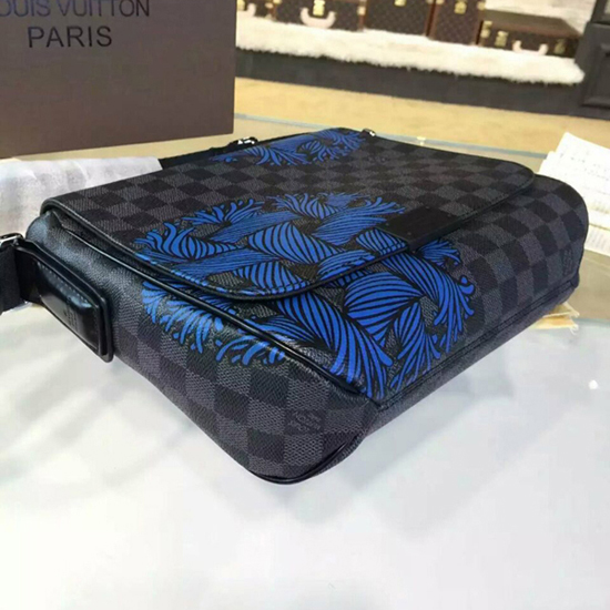 Louis Vuitton Blue Damier Cobalt Matchpoint Hybrid Black Leather