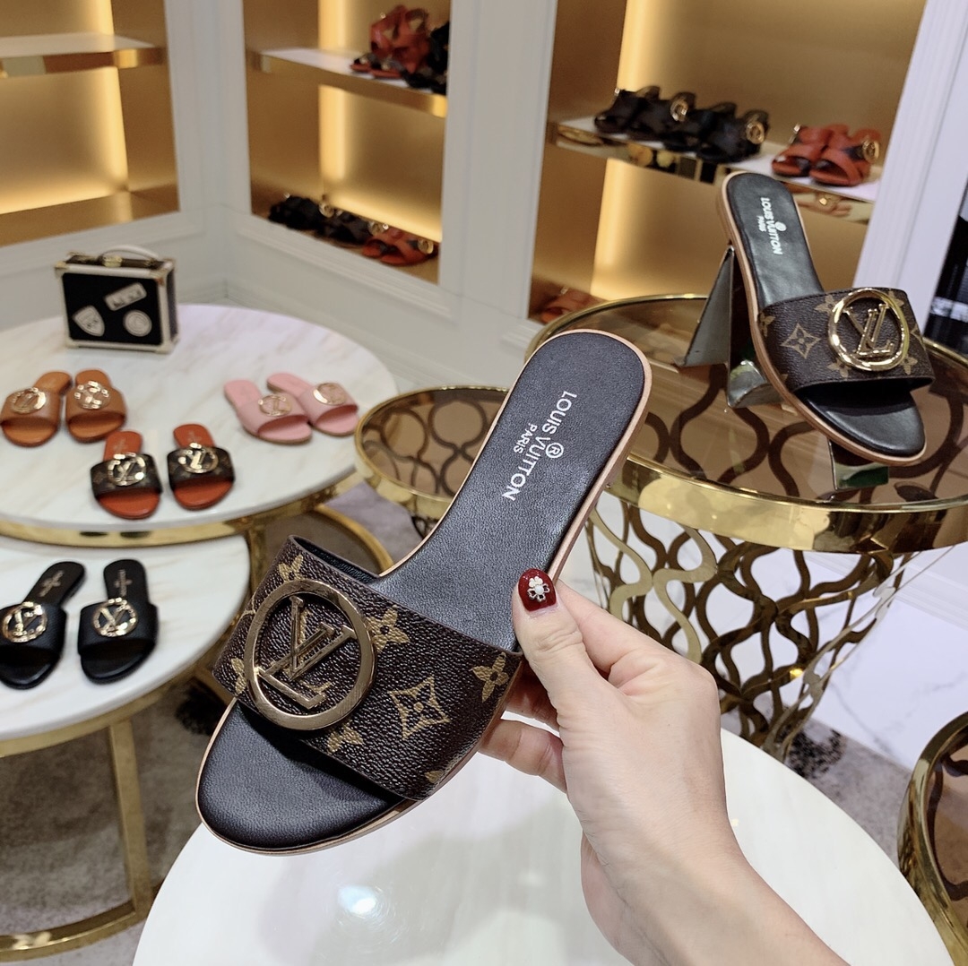 Louis Vuitton lv woman slippers monogram slides flats