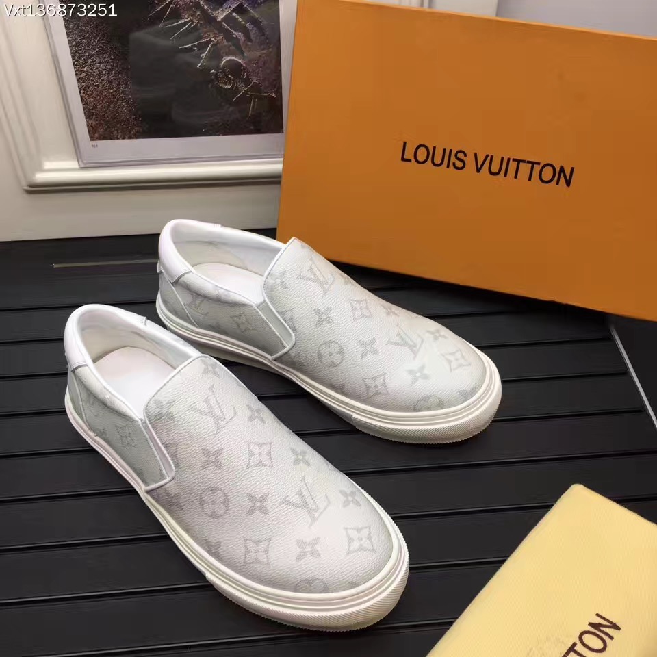 Louis Vuitton Men&#39;s Slip-on Sneaker White Monogram Canvas ...