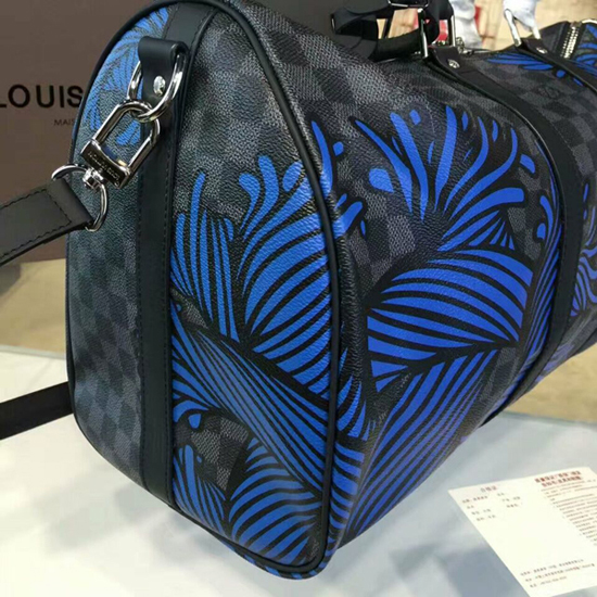 Louis Vuitton N48223 Keepall Bandouliere 45 Duffel Bag Damier Azur Canvas